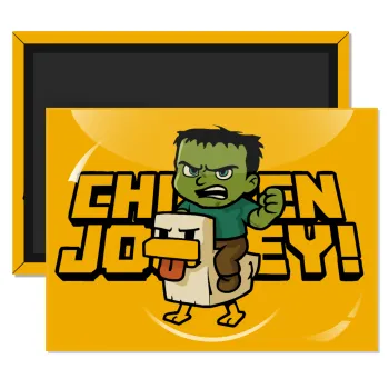 Chicken Jockey, Ορθογώνιο μαγνητάκι ψυγείου διάστασης 9x6cm