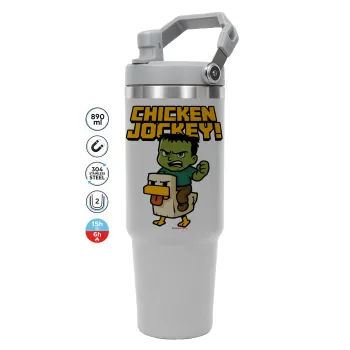 Chicken Jockey, ΓΚΡΙ χρώματος Θερμός Ανοξείδωτο 890ml (30oz) με χερούλι