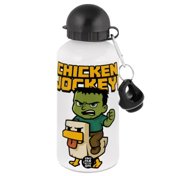 Chicken Jockey, Metal water bottle, White, aluminum 500ml