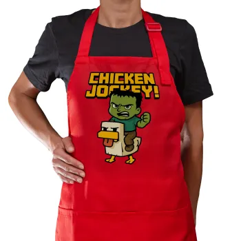 Chicken Jockey, Ποδιά Μακριά Σεφ ολόσωμη με τσέπες Κόκκινη (ΕΝΗΛΙΚΩΝ)