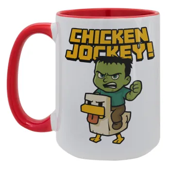 Chicken Jockey, Κούπα Mega 15oz, κεραμική Κόκκινη, 450ml