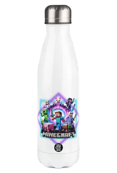 Minecraft Nether Portal — Metal mug thermos White (Stainless steel), double wall, 500ml