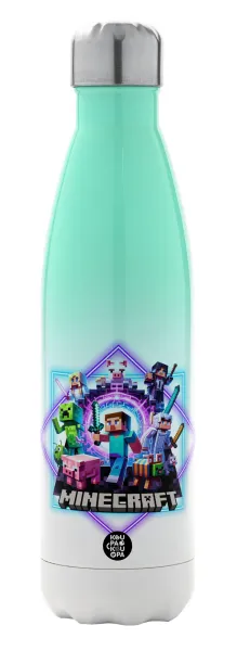 Minecraft Nether Portal — Metal mug thermos Green/White (Stainless steel), double wall, 500ml