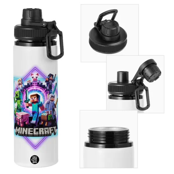 Minecraft Nether Portal — Metal water bottle with safety cap, aluminum 850ml
