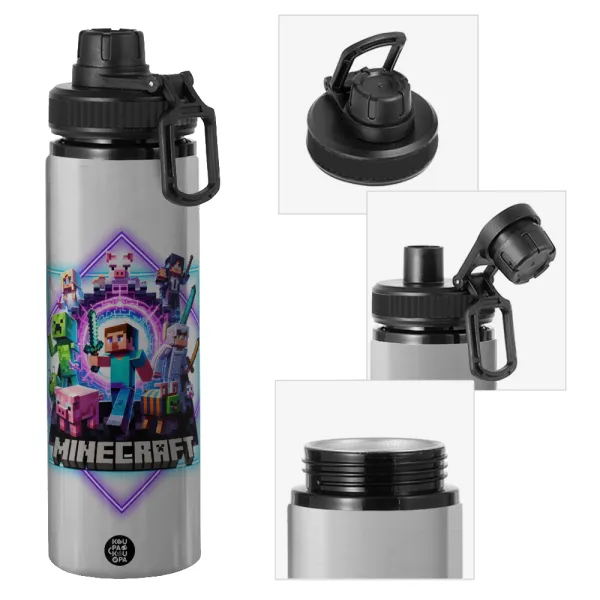 Minecraft Nether Portal — Metallic water bottle with safety cap, 850ml aluminum
