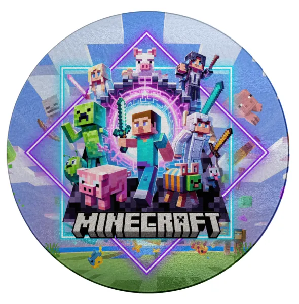 Minecraft Nether Portal — Round glass cutting board (30cm)