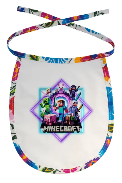 Minecraft Nether Portal — Stain-resistant baby bib with tie, multicoloured