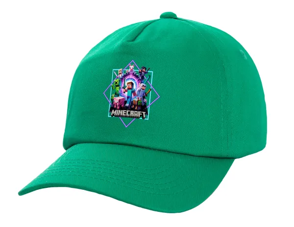 Minecraft Nether Portal — Adult Baseball Cap, 100% Cotton, Green (COTTON, ADULT, UNISEX, ONE SIZE)