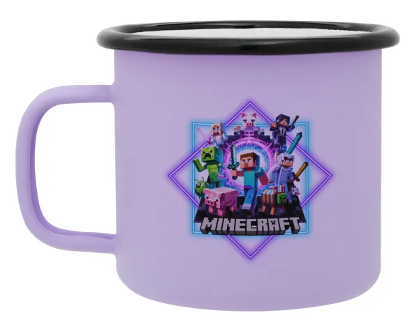 Minecraft Nether Portal — Metal enamel mug, matte light pastel purple, 360ml