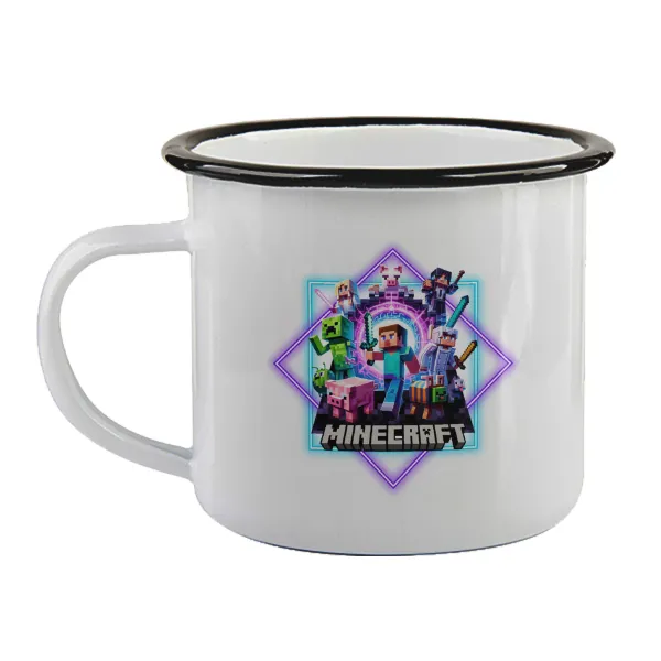 Minecraft Nether Portal — Enamel mug with black rim, 360ml