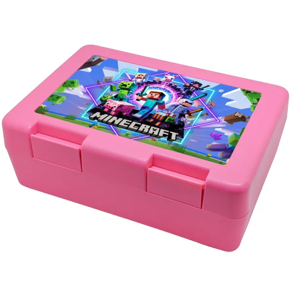 Minecraft Nether Portal — Children's cookie container PINK 185x128x65mm (BPA free plastic)