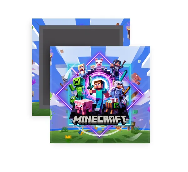 Minecraft Nether Portal — Square fridge magnet, 5x5cm