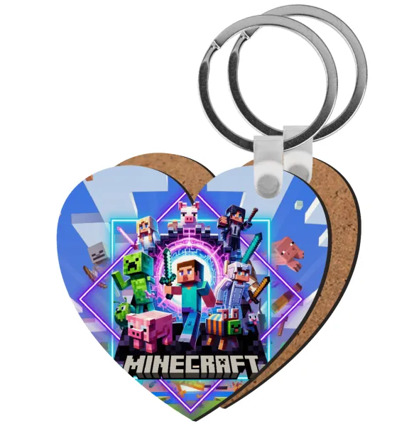 Minecraft Nether Portal — Heart wooden MDF keychain