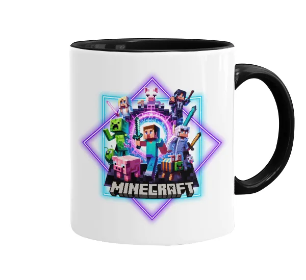 Minecraft Nether Portal — Κούπα χρωματιστή μαύρη, κεραμική, 330ml