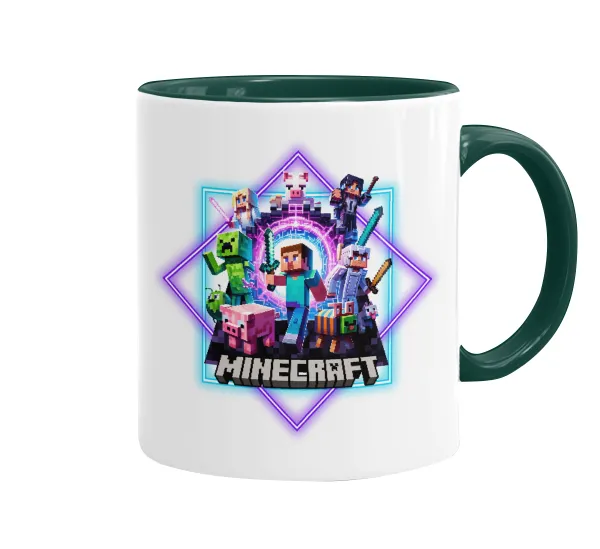 Minecraft Nether Portal — Κούπα χρωματιστή πράσινη, κεραμική, 330ml