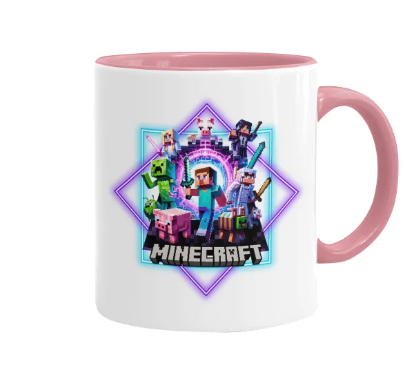 Minecraft Nether Portal — Κούπα χρωματιστή ροζ, κεραμική, 330ml