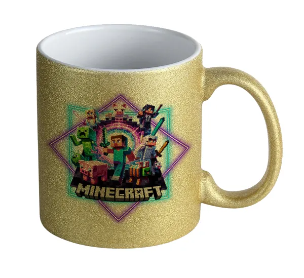 Minecraft Nether Portal — Gold glitter mug that sparkles, ceramic, 330ml