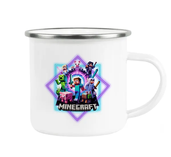 Minecraft Nether Portal — Metallic enamel cup white 360ml