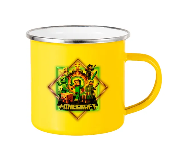 Minecraft Nether Portal — Yellow Enamel Metallic Cup 360ml