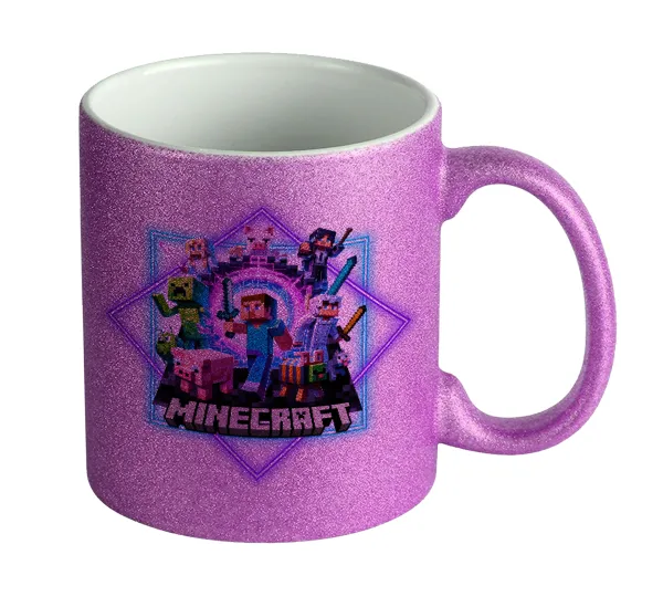 Minecraft Nether Portal — Κούπα Μωβ Glitter που γυαλίζει, κεραμική, 330ml