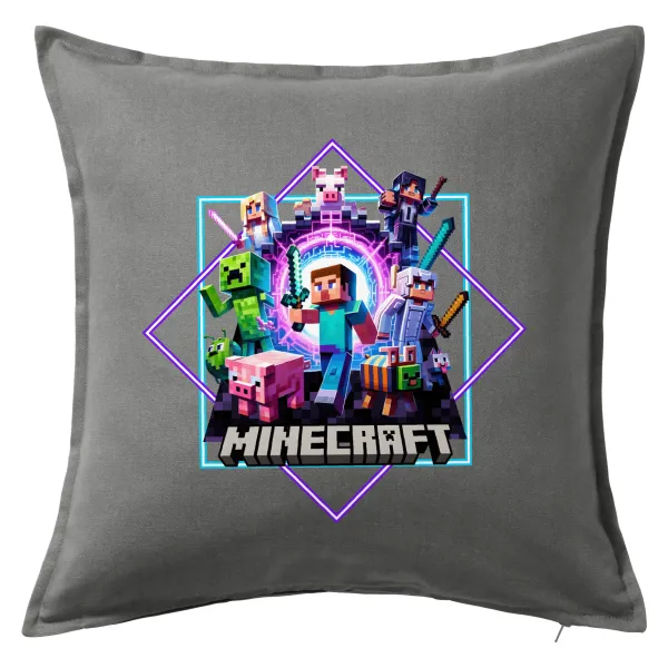 Minecraft Nether Portal — Sofa cushion Grey 50x50cm includes filling
