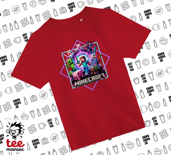 Minecraft Nether Portal — RED childrens T-Shirt made of 100% cotton, for every day. Vegan & OEKO-TEX certified.