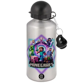 Minecraft Nether Portal, Μεταλλικό παγούρι νερού, Ασημένιο, αλουμινίου 500ml