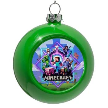 Minecraft Nether Portal, Στολίδι Χριστουγεννιάτικη μπάλα δένδρου Πράσινο 8cm