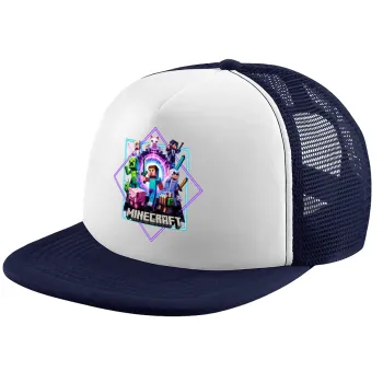 Minecraft Nether Portal, Καπέλο Ενηλίκων Soft Trucker με Δίχτυ Dark Blue/White (POLYESTER, ΕΝΗΛΙΚΩΝ, UNISEX, ONE SIZE)