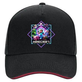 Minecraft Nether Portal, DRILL Adult Ultimate Hat BLACK/RED, (100% COTTON, ADULT, UNISEX, ONE SIZE)