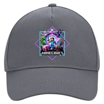 Minecraft Nether Portal, Καπέλο Ενηλίκων Ultimate Γκρι, (100% ΒΑΜΒΑΚΕΡΟ DRILL, ΕΝΗΛΙΚΩΝ, UNISEX, ONE SIZE)