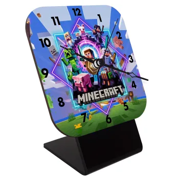 Minecraft Nether Portal, Επιτραπέζιο ρολόι ξύλινο με δείκτες (10cm)