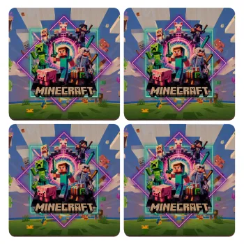 Minecraft Nether Portal, ΣΕΤ x4 Σουβέρ ξύλινα τετράγωνα plywood (9cm)