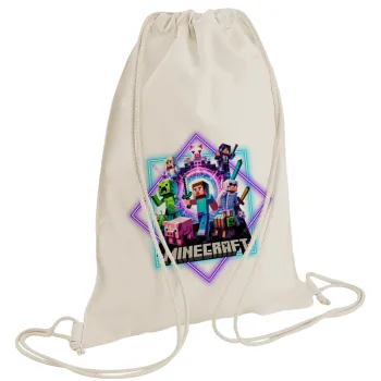 Minecraft Nether Portal, Τσάντα πλάτης πουγκί GYMBAG natural (28x40cm)