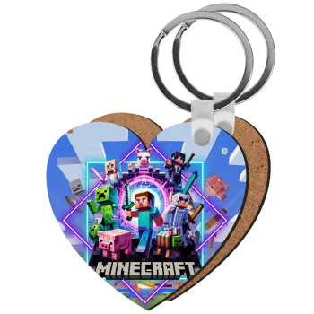 Minecraft Nether Portal, Μπρελόκ Ξύλινο καρδιά MDF