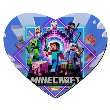 Minecraft Nether Portal, Mousepad καρδιά 23x20cm