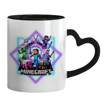 Minecraft Nether Portal, Κούπα καρδιά χερούλι μαύρη, κεραμική, 330ml