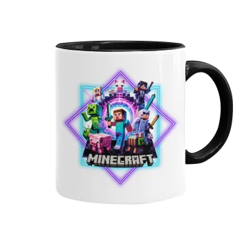 Minecraft Nether Portal, Κούπα χρωματιστή μαύρη, κεραμική, 330ml