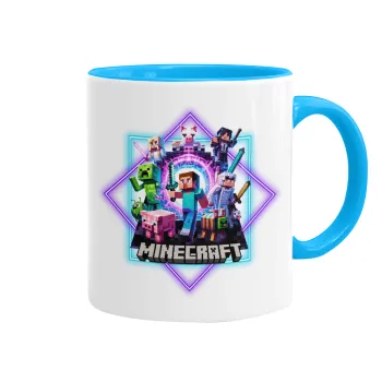 Minecraft Nether Portal, Κούπα χρωματιστή γαλάζια, κεραμική, 330ml