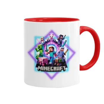 Minecraft Nether Portal, Κούπα χρωματιστή κόκκινη, κεραμική, 330ml