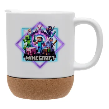 Minecraft Nether Portal, Κούπα, κεραμική με βάση φελού και καπάκι (ΜΑΤ), 330ml