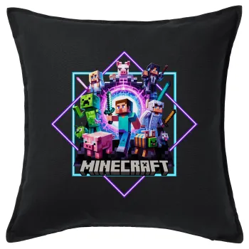 Minecraft Nether Portal, Sofa cushion black 50x50cm includes filling
