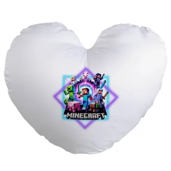 Minecraft Nether Portal, Μαξιλάρι καναπέ καρδιά 40x40cm περιέχεται το  γέμισμα