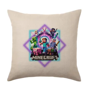 Minecraft Nether Portal, Μαξιλάρι καναπέ ΛΙΝΟ 40x40cm περιέχεται το  γέμισμα