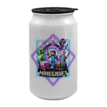 Minecraft Nether Portal, Κούπα ταξιδιού μεταλλική με καπάκι (tin-can) 500ml