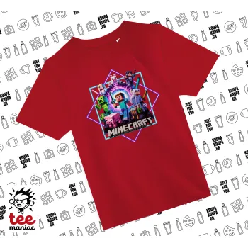 Minecraft Nether Portal, Άνετο παιδικό T-Shirt ΚΟΚΚΙΝΟ από 100% βαμβάκι, για κάθε μέρα. Vegan & OEKO-TEX πιστοποιημένο.