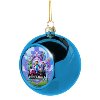 Minecraft Nether Portal, Blue Christmas tree ball ornament 8cm