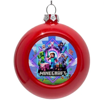 Minecraft Nether Portal, Red Christmas tree ornament bauble 8cm