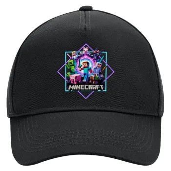 Minecraft Nether Portal, Καπέλο Ενηλίκων Ultimate ΜΑΥΡΟ, (100% ΒΑΜΒΑΚΕΡΟ DRILL, ΕΝΗΛΙΚΩΝ, UNISEX, ONE SIZE)