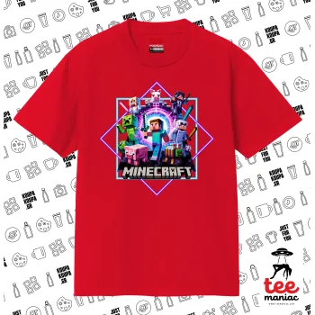 Minecraft Nether Portal, Κλασικό T-Shirt, διπλής ραφής, χωρίς πλευρικές ραφές ΚΟΚΚΙΝΟ από 100% βαμβάκι. Vegan & OEKO-TEX πιστοποιημένο.